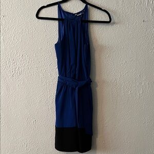 Elegant Royal Blue and Black Sleeveless Dress